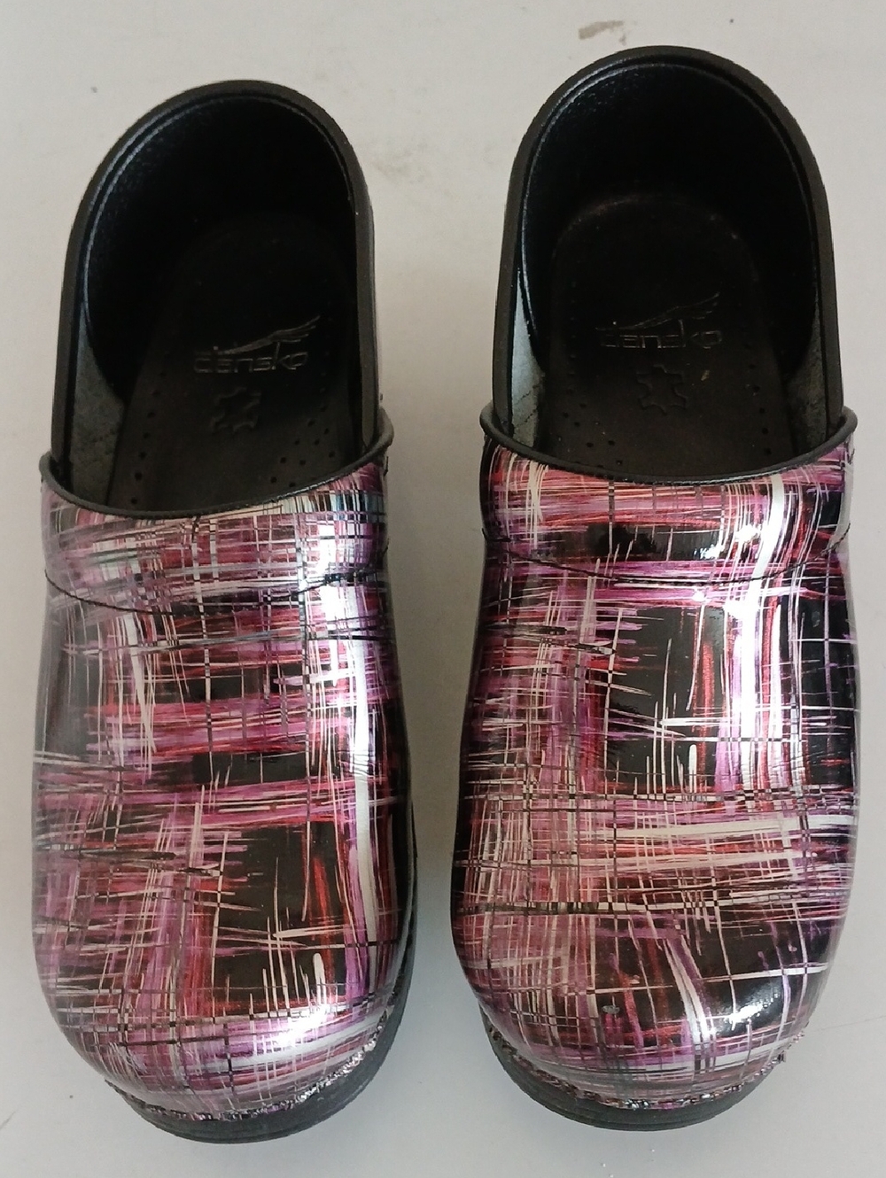 Dansko Women's Pink and Black Printed Clogs